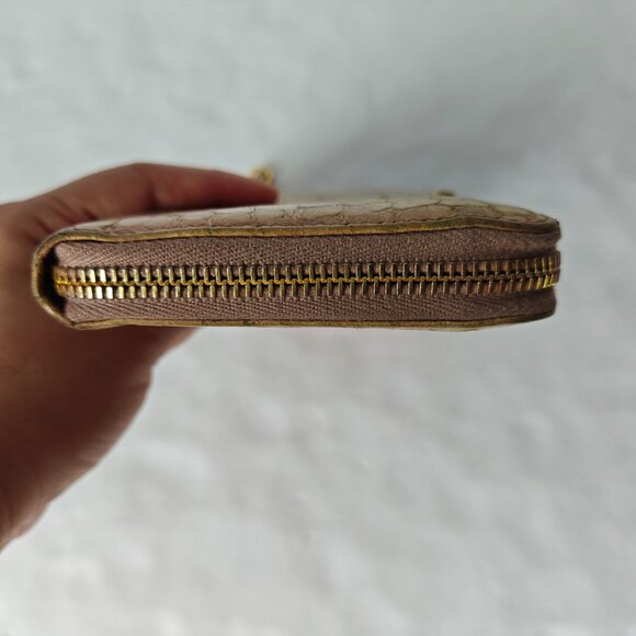 MIU MIU Crocodile-embossed Leather Zip Around Wallet Beige - Picture 11 of 15